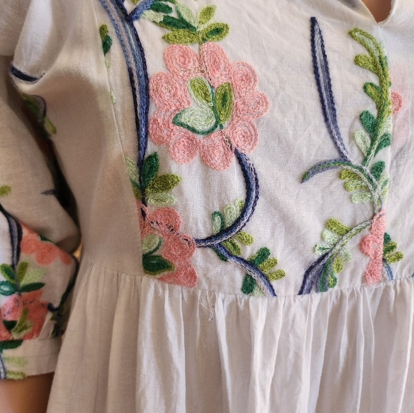 Hayden COTTAGECORE 100% Cotton Floral Embroidered White Dress, Small - Picture 7 of 11